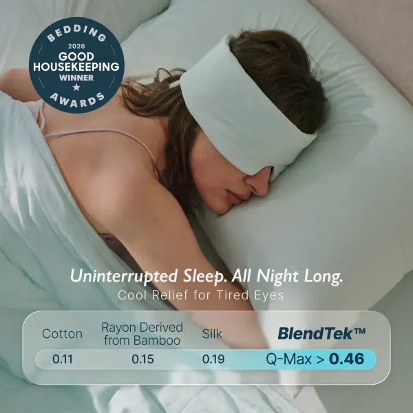 Breescape Cooling Eye Mask - 0.46 Qmax Cool, 6× Silk Fine Smooth Fabric, Silent Closure, Full-Coverage Light Blocking, Adjustable Breathable Design for Sleep Comfort, Travel Bag Included, Ideal Gift (Soothes Tired Eyes)