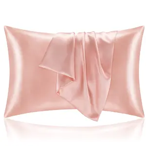 Set of 2 Satin Pillowcases with Envelope Closure, Standard Size 20"x26"