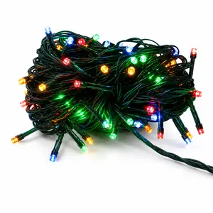 Perfect Holiday String Lights Waterproof Ambient Decorative Lighting 100 LED Green Wire Multicolor Outdoor Use