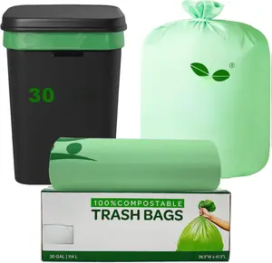 E Waste Bins , FPN Compostable Trash Bags – (30 gallon) 25 Pack, Handle-Tie, Small Kitchen Food Scrap Waste Bags, Eco-Friendly, Tear-Resistant, Odor-Free, Durable & Convenient