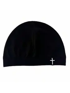 New Cross Embroidery Beanie, High-Quality Elastic Design, Unisex Casual Style, Perfect for Traveling, Cross Stitch Embroidery