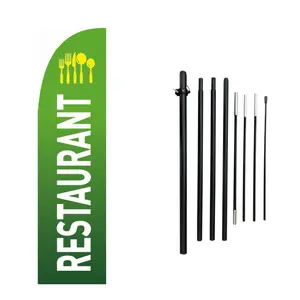 1pc RESTAURANT Feather Flag Durable Super-Knit Polyester Outdoor Advertising restaurant Flag for Promotions Quality Bakery Flag 110g/sqm Knitted Polyester Beach Flag double sided printing swooper flag with flagPole
