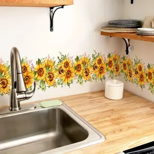 1PC Sunflower skirting board wall stickers are easy to stick and remove. They are removable PVC frame self-adhesive and detachable waterproof creative diy stickers for bedroom and living room decoration, creating a sunny and warm home atmosphere