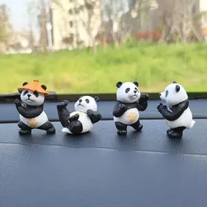 4pcs Panda Car Ornaments - Small Center Console, Desk Interior Accessories for Car Decoration, Office Use