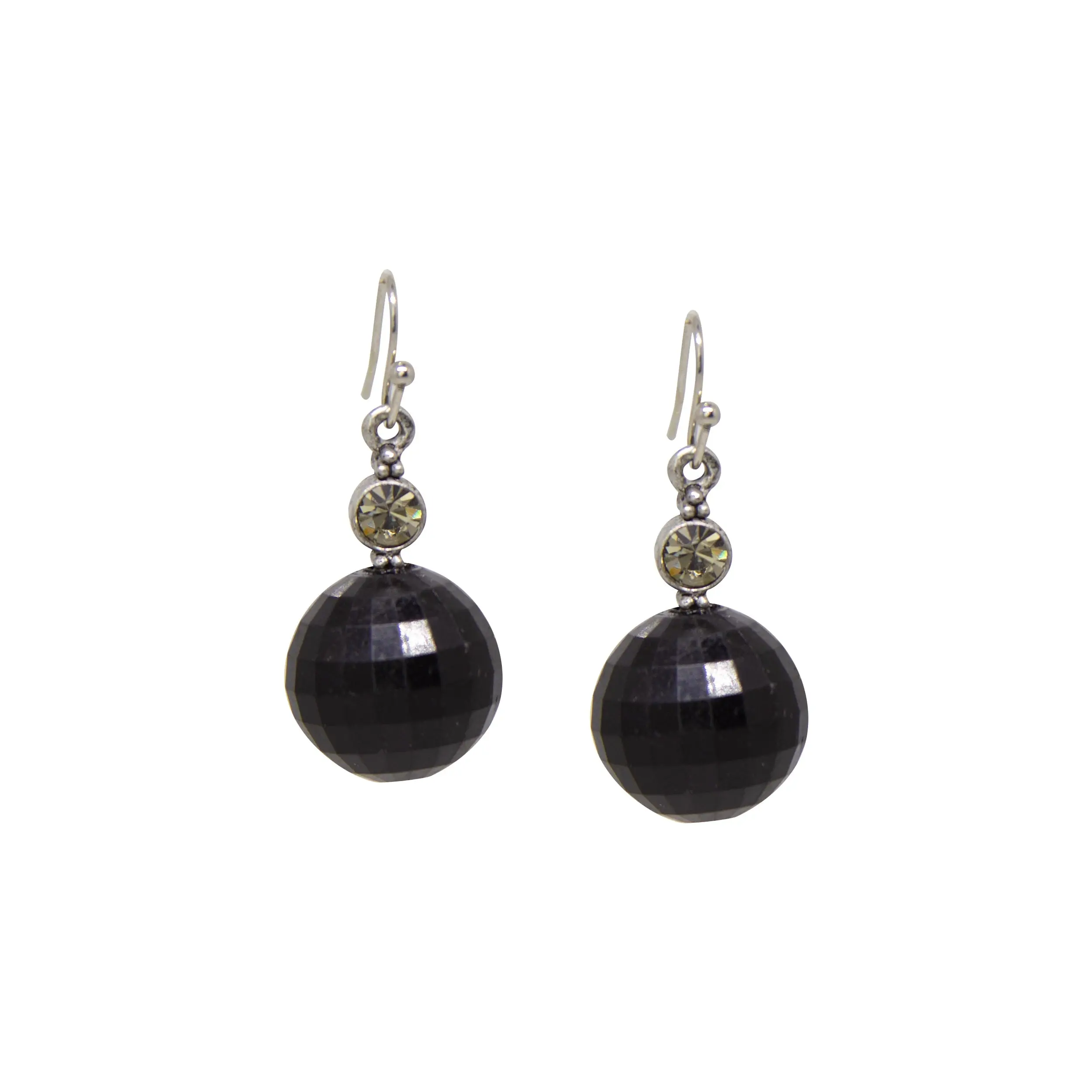 Tessellated Black Baubles & Crystals Drop Earrings