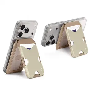 Design for MagSafe Wallet, Holds 2 Cards, MagFit Compatible with iPhone 17/16/15/14/13/12 Models, Pixel 10 Series, MagSafe-Cases, Pixelsnap and More, Card Holder - Orange Beige