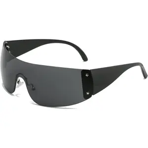 AIEYEZO Oversized Y2K Sunglasses for Women Men Trendy Retro Wrap Around Big Shield Sun Glasses