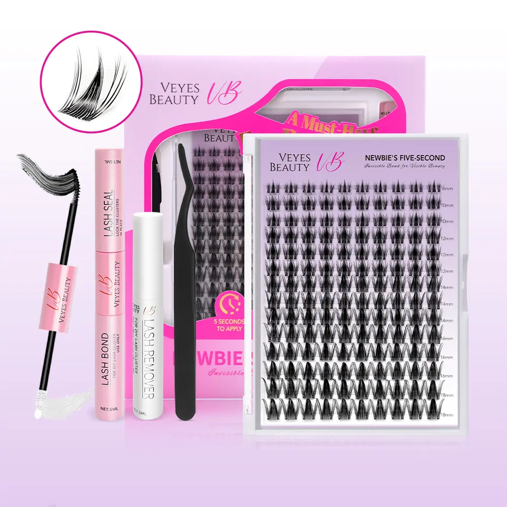 Veyesbeauty Manga Lashes Invisible Dramatic Volume Cluster Lashes Individual Lash Extensions Layered Fluffy Eyelashes Lash DIY Makeup- Salon Daily,sunscreen
