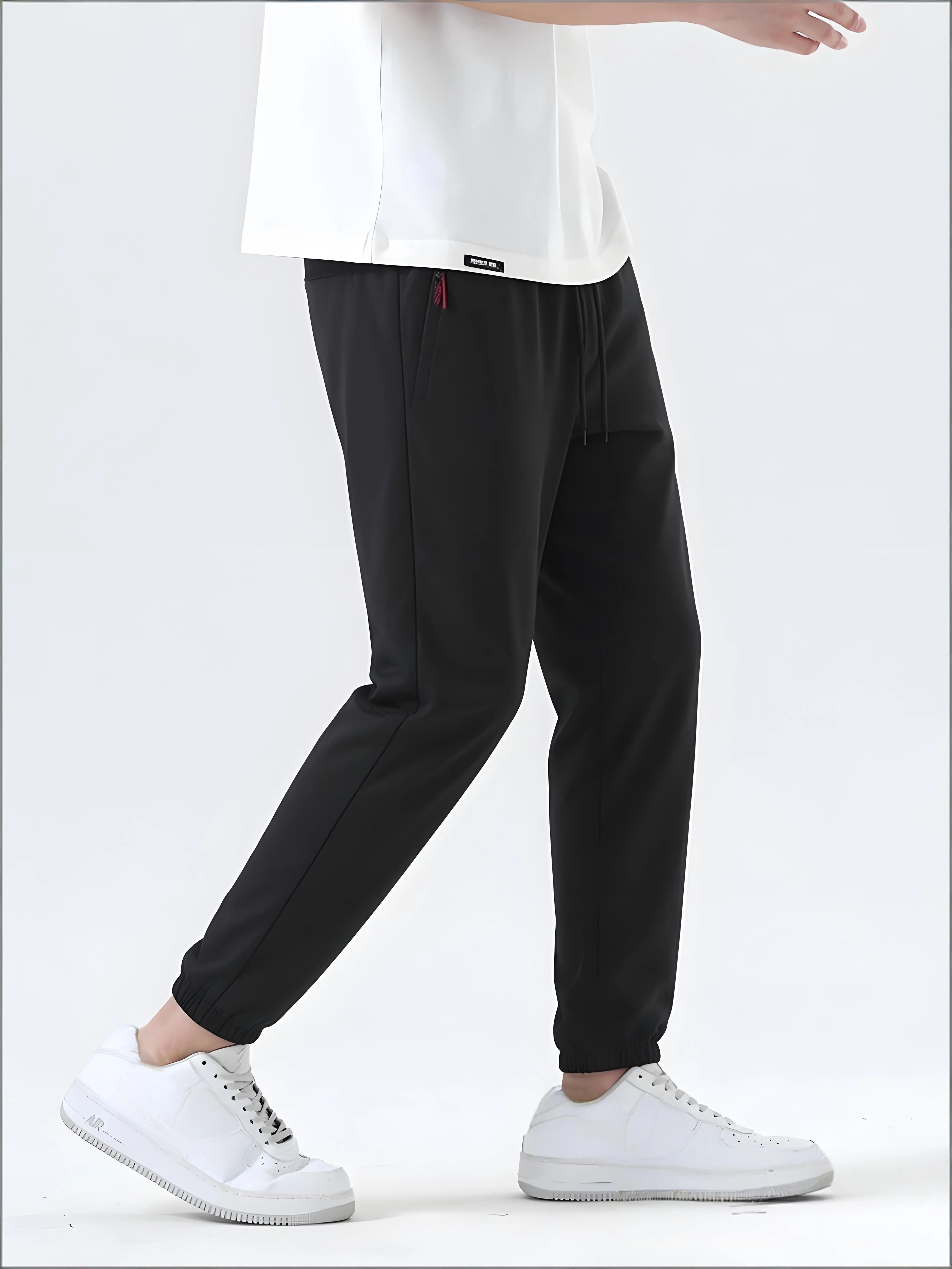 Men’s Retro Stretchable Jogger Pants - Long Length, Elastic Waist Band, Pockets, Casual Comfortable Street Style, Suitable for Jogging, Home Wear, All-Season Versatile Cuffed Sweatpants