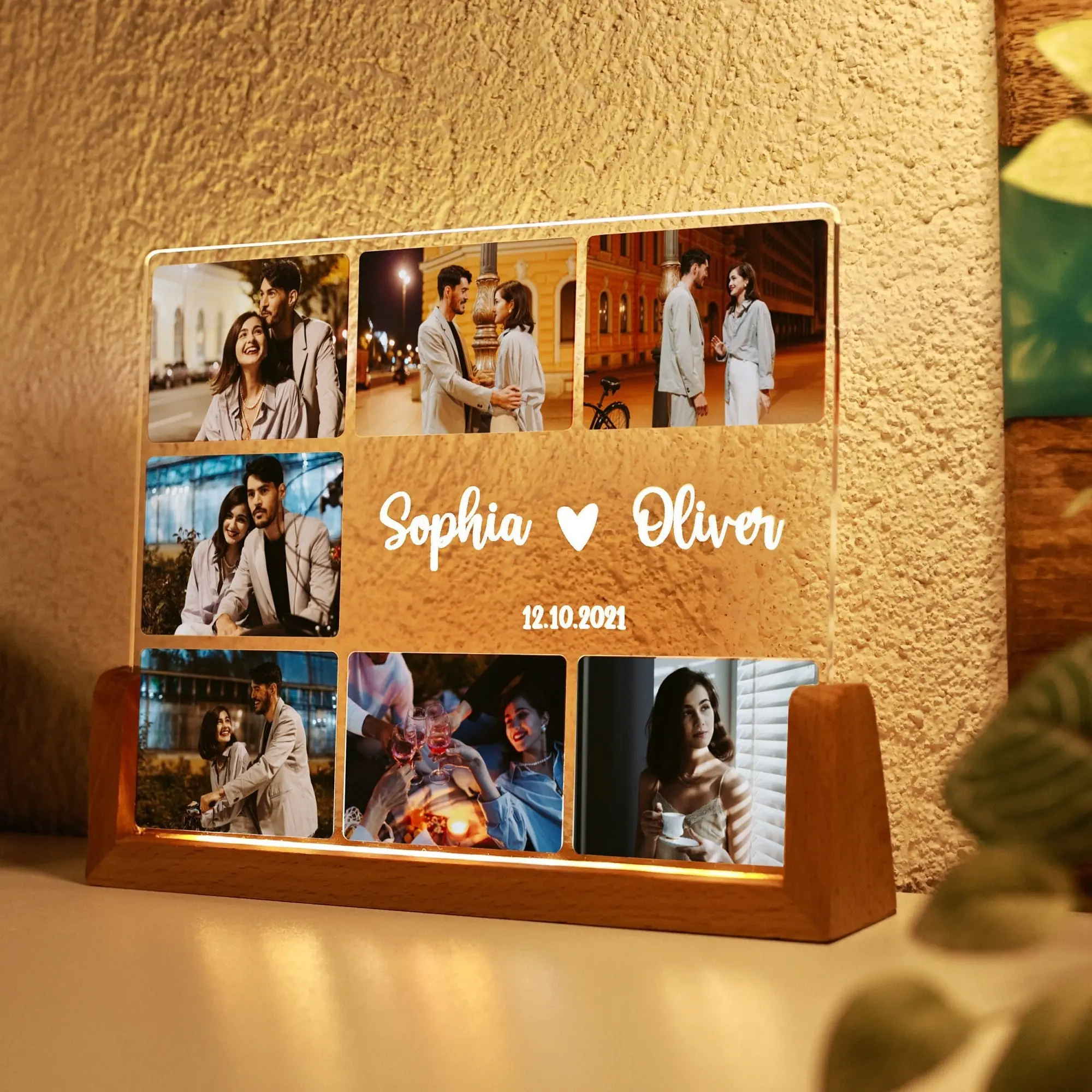 Personalized Photo Collage Acrylic Plaque, Custom Couple Keepsake Gift, Romantic Anniversary Gift for Him & Her, Valentine Gift, Family & Best Friend Memory Decor