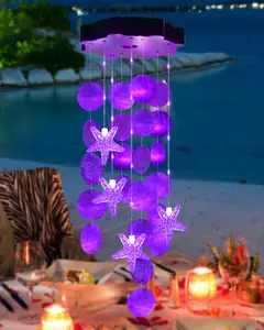 Solar Wind Chimes (Purple) – Ideal Holiday Gift Waterproof solar outdoor decorative hanging lights, fit for gardens, porches, yards; with a stylish design, perfect as holiday gifts for women & family