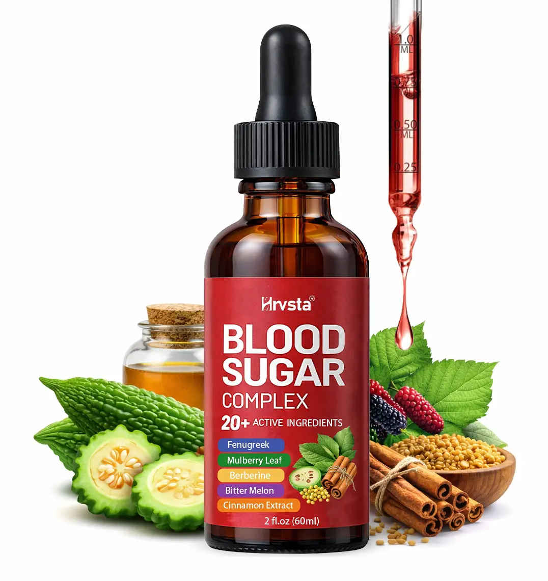 Natural Antioxidant Herbal Blood Sugar Support Dietary Supplement Liquid Drops - 60ml, with Berberine, Bitter Melon Leaf, Cinnamon, Seeds, Herbal Energy Supplement