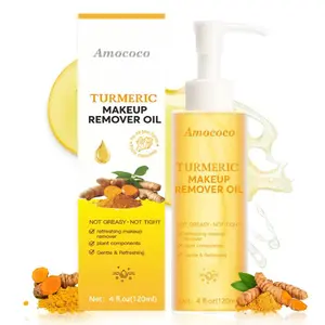 Turmeric Makeup Remover Oil 120ml - Deep Cleansing Moisturizing Oil Control Non Greasy Residue Free Suitable for All Skin Types