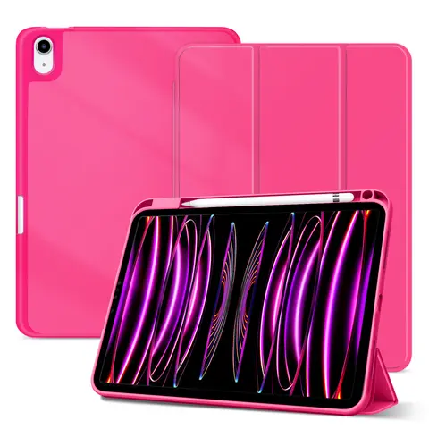 iPad 10th Generation Protective Casing - Foldable Trifold Stand Smart Cover with Soft TPU Back, Pencil Holder, Auto Sleep/Wake, Protection for 11-in 2025/10.9-in 2022 iPad, Pink Tablet Casing Accessory