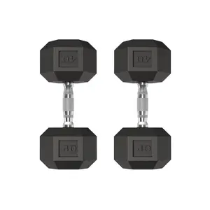 40lb Hex Dumbbells Set of 2 (80lbs Total), PVC Coated Cast Iron Hand Weights with Non-Slip Steel Handles, Anti-Roll Strength Training Equipment for Home Gym, Heavy Duty Dumbbell Pair for Full Body Workout