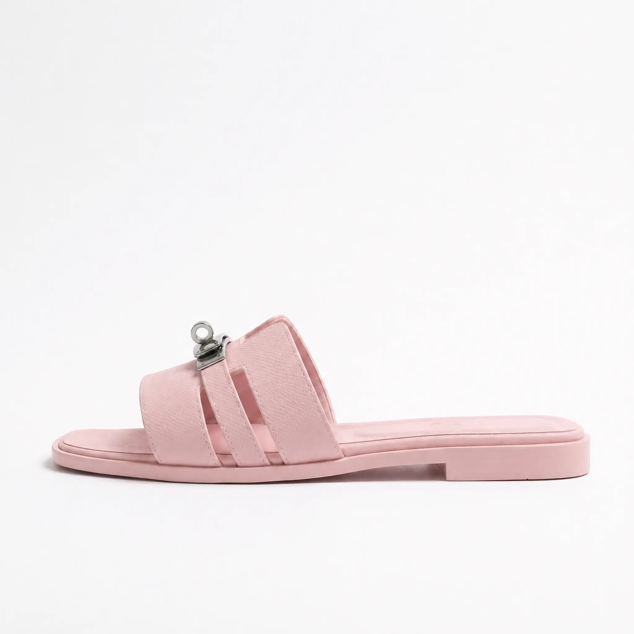 ReneChristine Women's Square Toe Flat Sandals - Strap Design, Metal Turn Lock, Slip-On Summer Mules, Women's Slides Shoes, Sandals Women,back to school,back to school haul