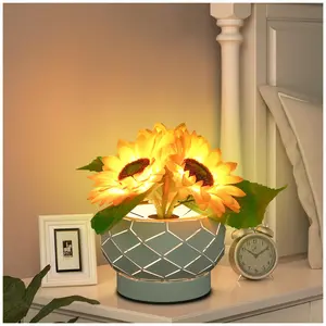 Flower Desk Small Lamp - LED Dimmable Bedside Lamp for Night Stands, Rechargeable Cordless Table Lamp for Bedroom Decor, College Dorm Room Essentials for Girls ikea flower lamp