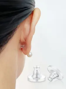 Hypoallergenic Silicone Earring Backs, Clear Rubber Earring Safety Back Stoppers, Soft Clutch Ear Locking with Pad, Pack of 20/50/100, Transparent Earring Backs, Jewelry Accessory