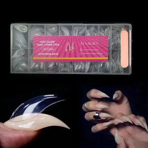 ELSAGIRL 320 Pcs Cat Claw Short Curved Stiletto Nail Dual Forms for Poly Gel Extension of 16 sizes 3D Eagle Hawk Curve Sculptural Acrylic Nails, Reusable Full Cover Molds Nail Art Design