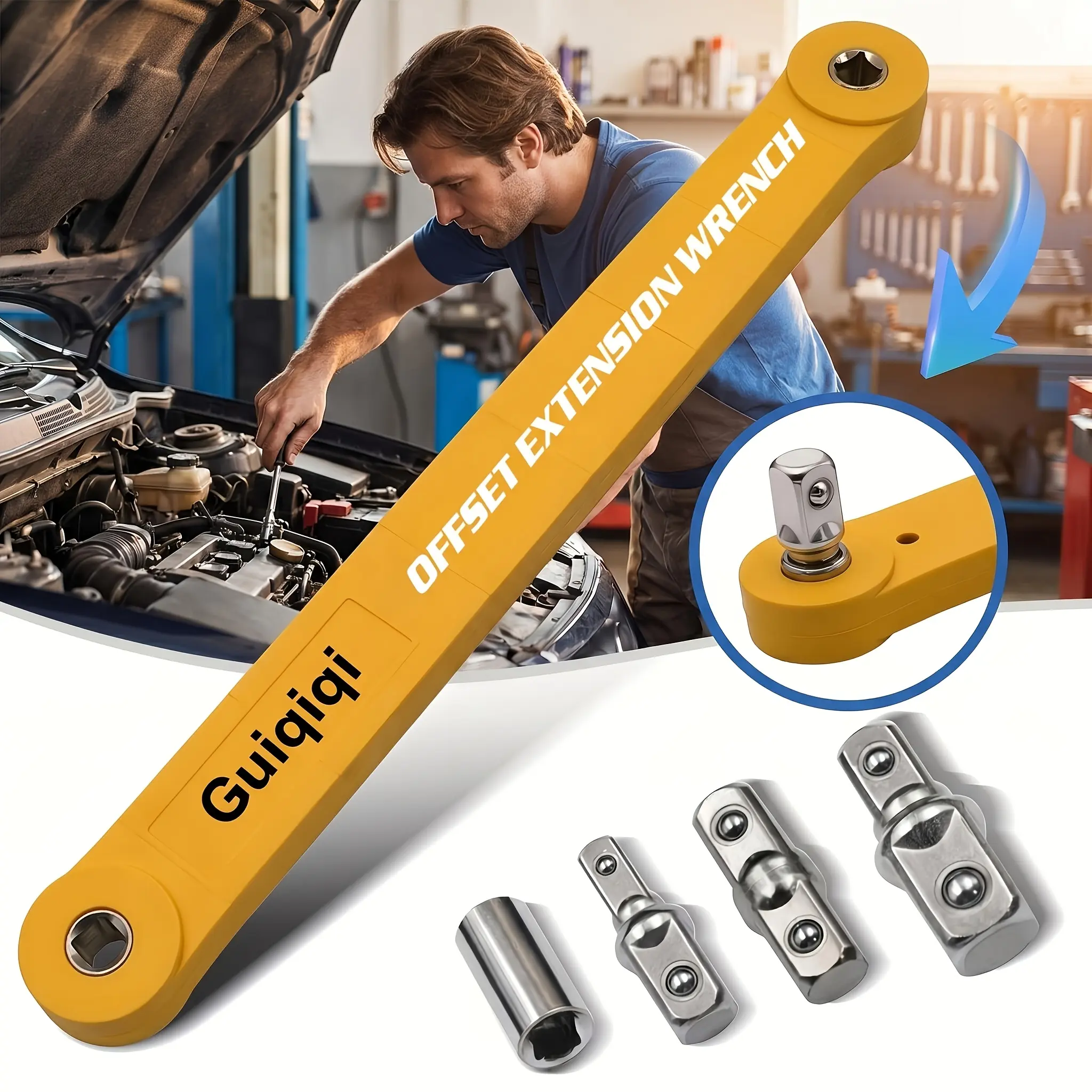 2-in-1 extended multifunctional adjustable extension wrench, crossover dual head dual-use ergonomic ratchet extension wrench, anti slip handle