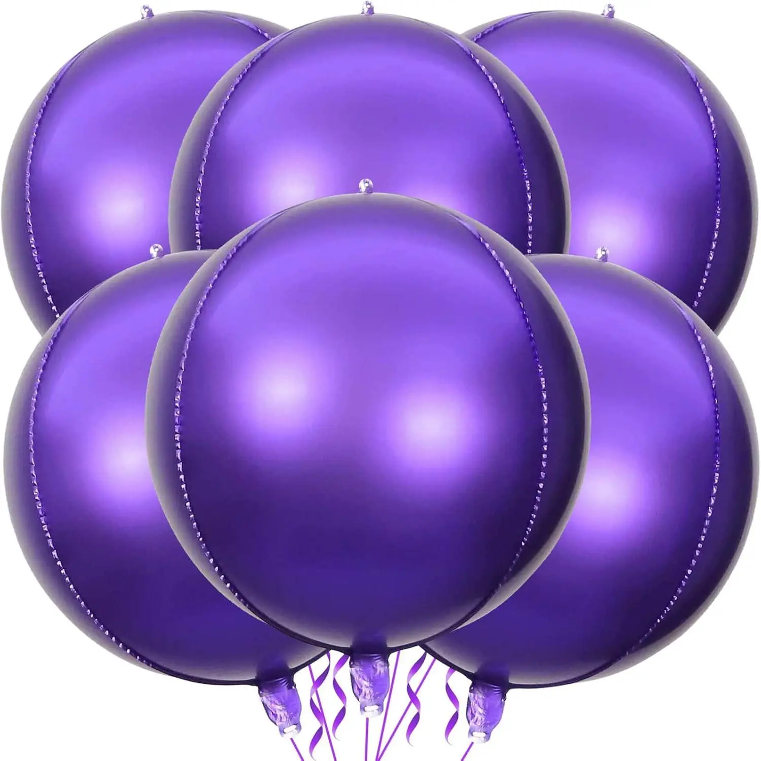 6 Pack 22 Inch 4D Purple Balloons Big Round Foil Balloons Purple Metallic Balloons for Wedding Birthday Bridal Shower Shower Decorations Party Supplies