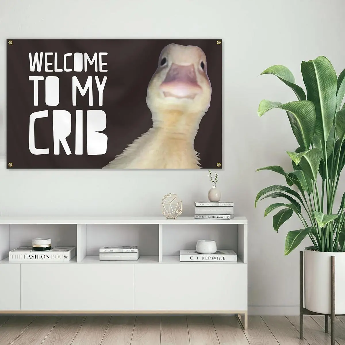 3x5Ft "Welcome to My Crib" Funny Double-Sided Mirror Tapestry, Home Decor Wall Hanging with 4 Brass Grommets, Gift for College Dorm Man Cave Teen Boys