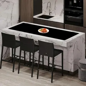 Extra Large Heat Resistant Silicone Mats for Kitchen Counter, 78.7''x15.7'' Cuttable Multipurpose Kitchen Island Countertop Protector Mat, Black