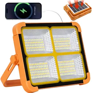 Upgraded 2400 mAh solar emergency light, waterproof portable LED work light with carry handle, 6 lighting modes, 180° rotation, portable solar camping light, outdoor camping emergency charger, ideal for camping, emergencies, night fishing, and repairs