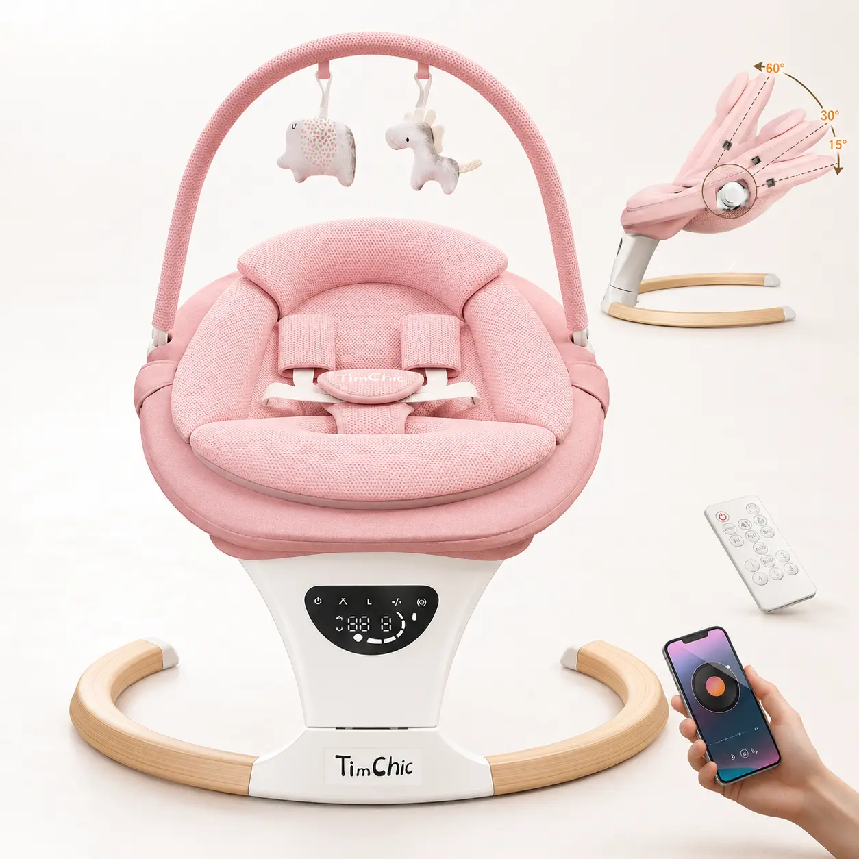 Baby Swing for Infants to Toddler| Portable Infant Swing , Rocker for Newborn with 5 Speeds, 5-Point Harness for Baby Boy Girl Swing with Music