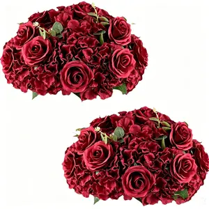 Realistic Rose Hydrangea Floral Arrangement, Wedding Floor Flower Display, Hotel Banquet Window Decor, Luxury Holiday Scene Decoration