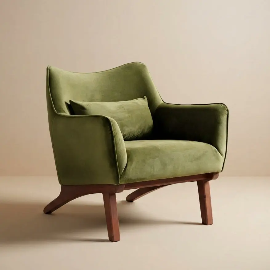Casper Olive Green Velvet Lounge Chair