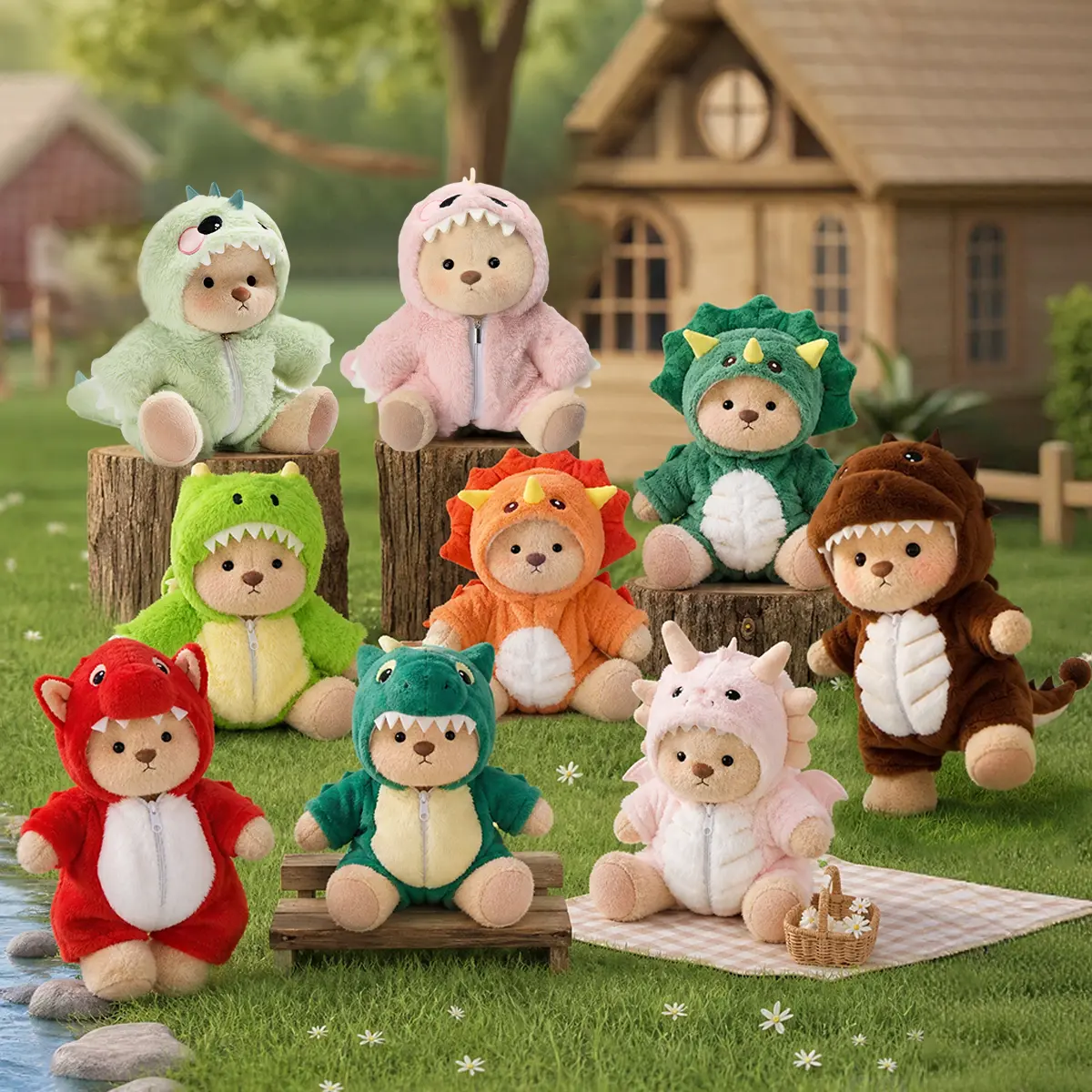 Getahug Dinosaur Bear Full Collection - Jointed Dress-Up Big Huggable Stuffed Bear with Animal Design, Cute Cartoon Style, Cartoon Creature Stuffed Toy for Birthday Gifting or Keeping, Birthday Stuffed Animal