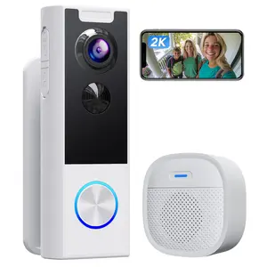 XTU Doorbell Camera Wireless No Subscription, 2K Video Doorbell with Chime, 2-way Audio, Instant Alert, Human Detection, Night Vision, 2.4G Wi-Fi, Works with Alexa and Google Assistant, Indoor Outdoor