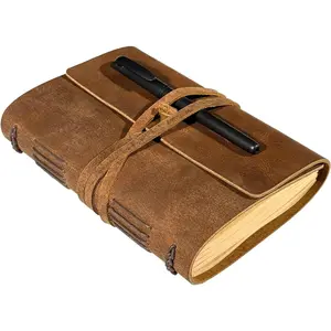 Brown Notebook Journal -  Genuine Cool Leather Journals for writers Small Size Diary 5.5x7.5 Inch, Notepad For Man and Women, Gifts,Work,Traveler,Personal