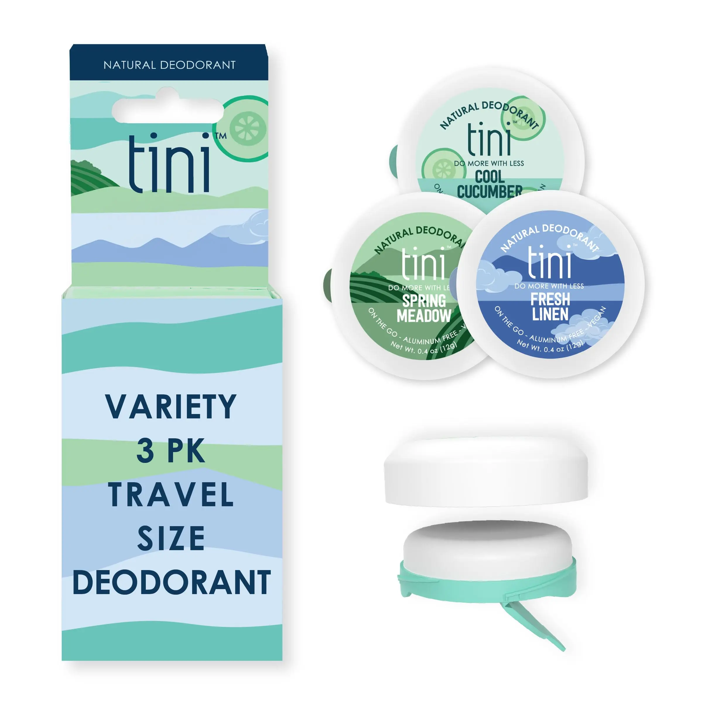 TINI Aluminum-Free Deodorant Stick Trio, Moisturizing Odor Relief for Sensitive Skin, Phthalate Free with Coconut Oil & Shea Butter, Travel Size Variety Pack (3 x 0.4 oz)