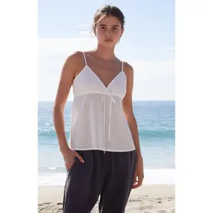 John Galt Women's White Edith Tie Front Tank Top