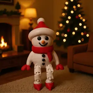 Christmas Decoration Snowman Reindeer Ornament, Plastic Material Christmas Gift Accessory, Festive Xmas Decorations