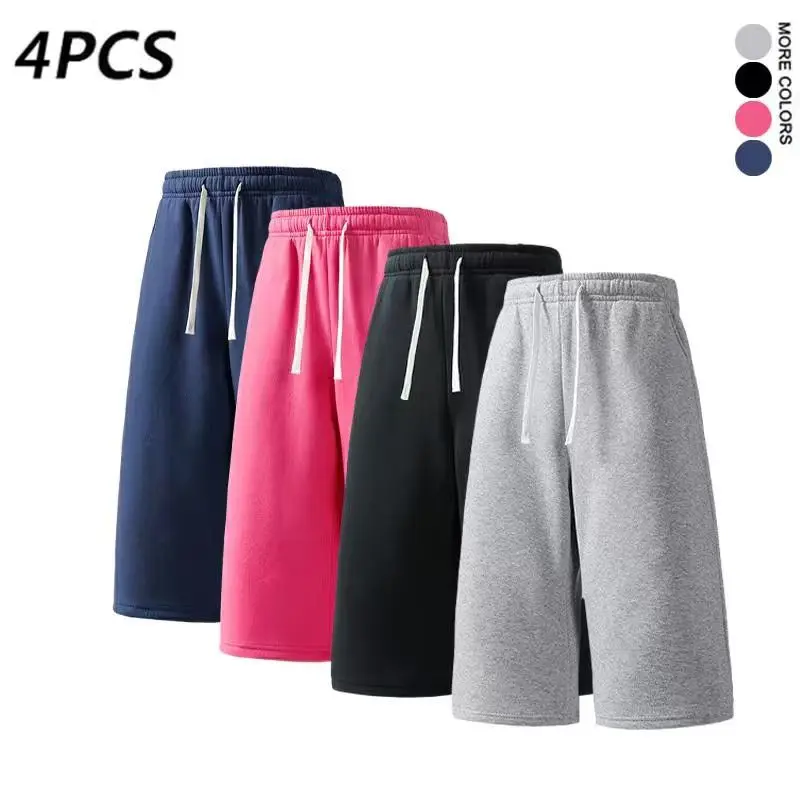 4PCS Men’s 7-Inch Casual Sweat Shorts + Free Socks, Loose Drawstring Workout Shorts, Multicolor,summervibes