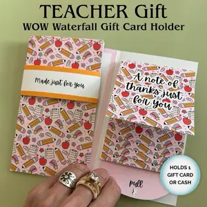 Teacher Appreciation Gift card holder book personalized handmade teacher gift card book Teacher Waterfall Gift Card Book Cash Money Holder