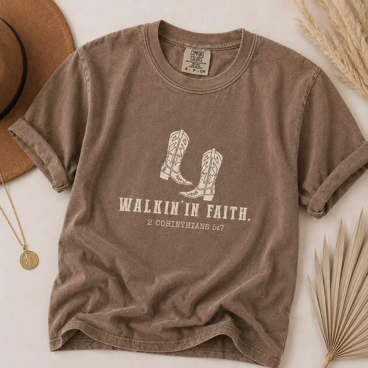 Comfort Colors Christian Western Minimalist TShirt, Christian Tee, Walk by Faith T-Shirt for Christian, Minimalist Faith Based, Gift Idea Birthday