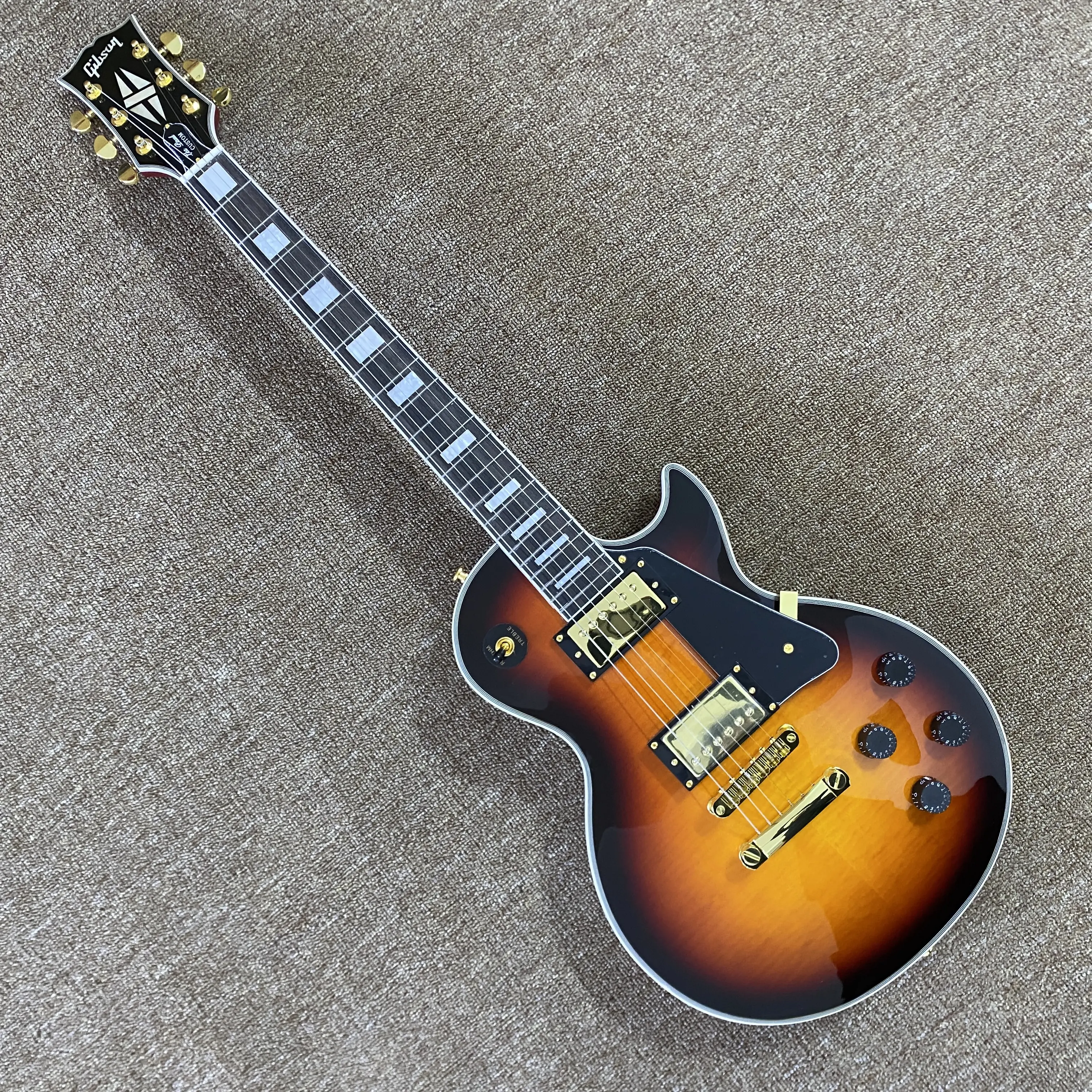 LP 6-String Electric Guitar, Flame Maple Top, Gold Hardware, HH Pickups, Mahogany Body, Rosewood Fingerboard
