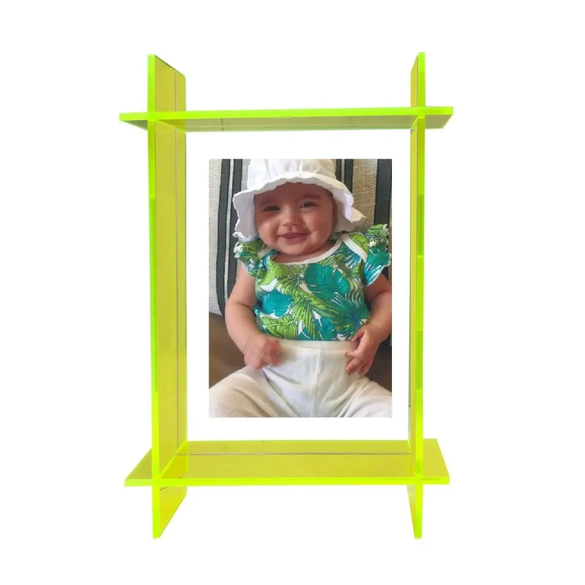 212 MAIN Modern Rectangular Lucite Photo Frame, 8x10 in Neon Orange Finish, for Baby Nursery & Home Decor, Rectangular Frame, Picture Frame