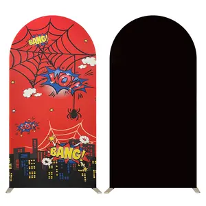 Spider Web Man Arch Backdrop Cover Spider Birthday Party Decorations for Photo Props Cosplay Wedding Baby Shower Backdrop Ceremony Banquet Decoration（6.6*3.3FT）
