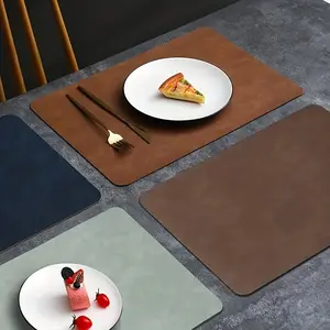 4-Pack Rectangle Cowhide-Look Faux Leather Placemats, Heat-Insulated Polyurethane Dining & Kitchen Tableware, Hand Wash Only, Christmas Festive Decor