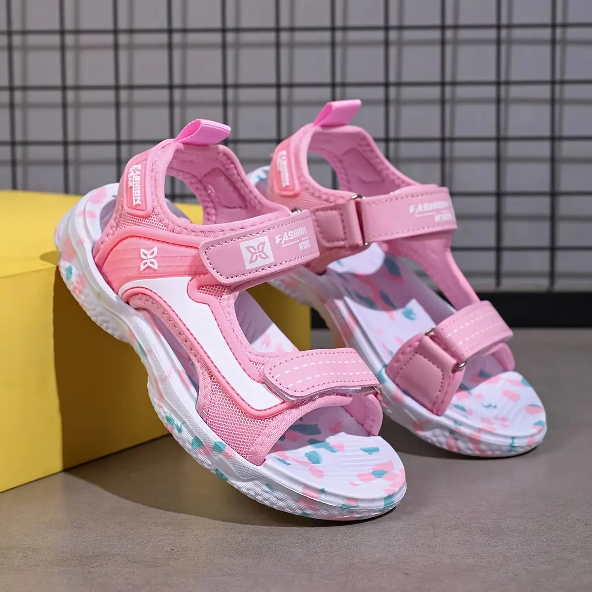 Trendy Cute Open Toe Sport Sandals For Girls, Breathable Lightweight Sandals For Indoor Outdoor Beach