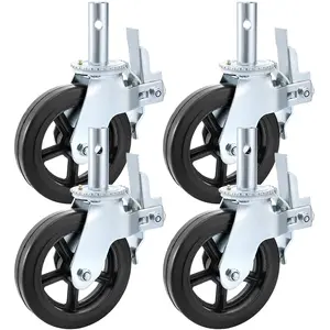 4 Pack 8" x 2" Heavy Duty Scaffolding Rubber Swivel Caster With Dual Locking 1100LBS Capacity Per Wheel 4 Pack 8" x 2" Heavy Duty Scaffolding Rubber Swivel Caster With Dual Locking 1100LBS Capacity Per Wheel