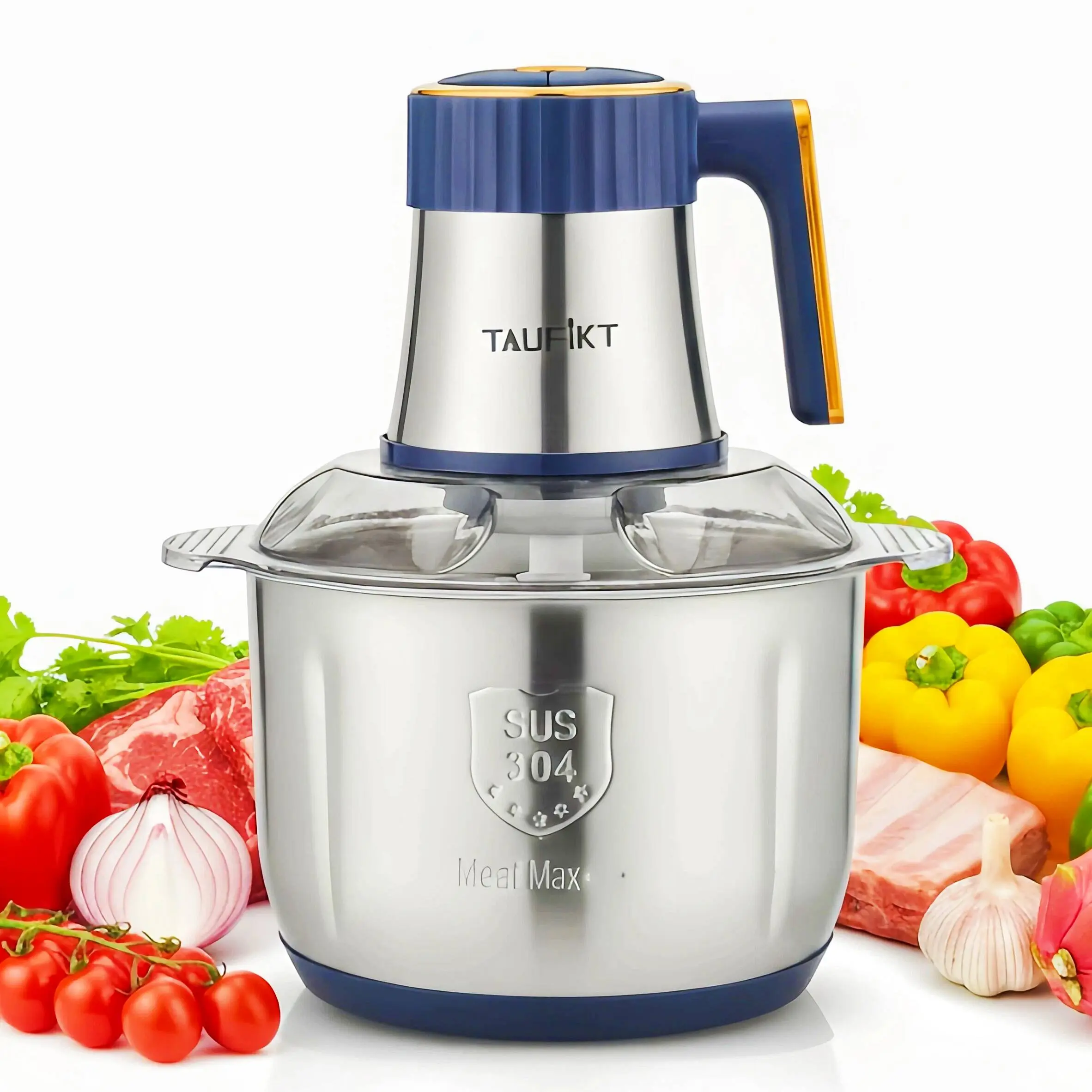 TAUFIKT 5L Food Processor, Stainless Steel Bowl Meat Grinder, 500W Pure Copper Motor Electric Chopper for Kitchen, 1 & 2-pack Options tiktokshopbacktoschool