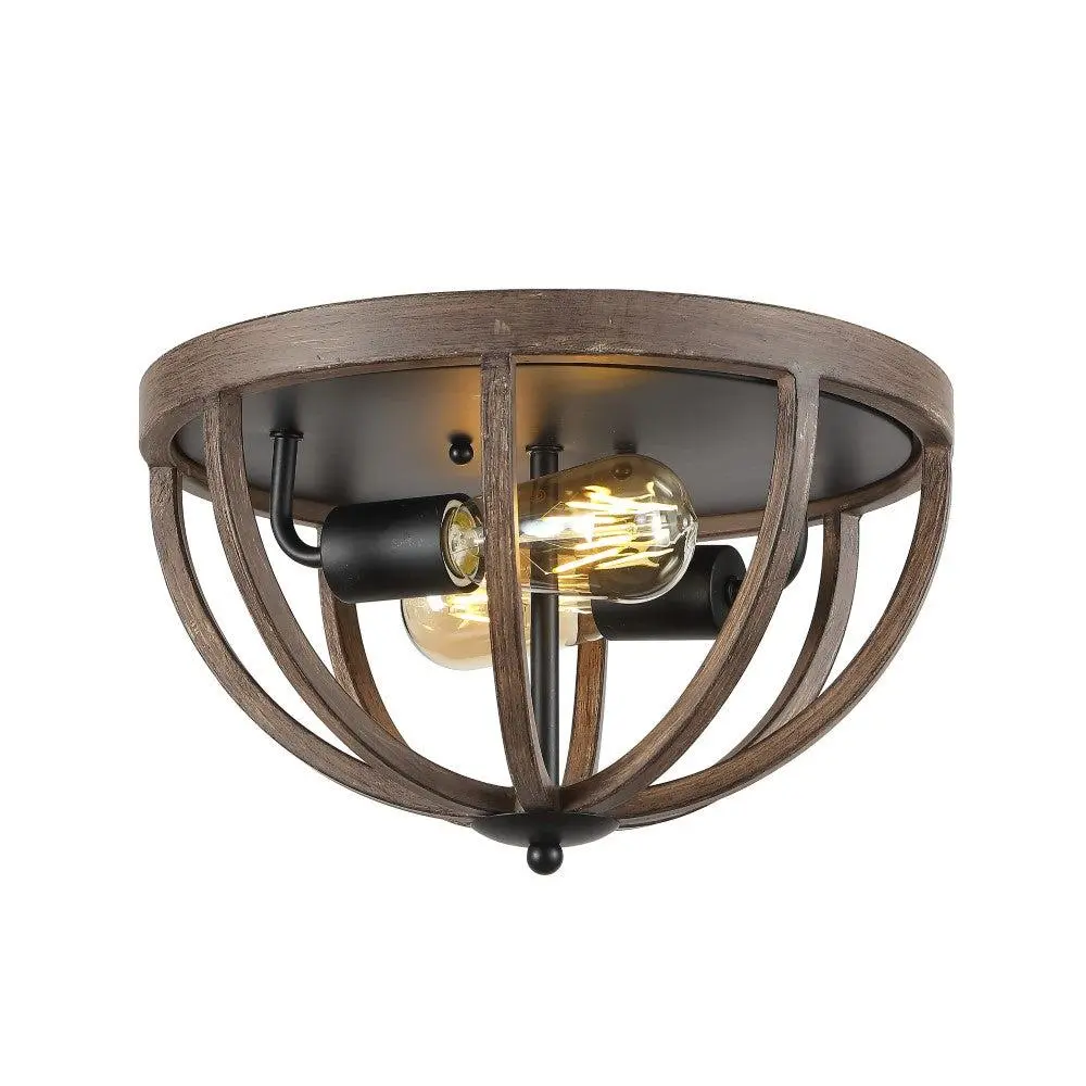 JONATHAN Y Darlene Iron Rustic Farmhouse LED Flush Mount; for Living Room, Bedroom, Kitchen, Office