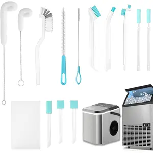 Ice Machine Cleaner Brush Sets, 14pcs Countertop Ice Maker Cleaner Tools, Gap Crevice Cleaning Brushes for Small Spaces, Scrub Sponge, Thin Brush for Cleaning Window Track, Straw, Bottle