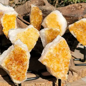Raw Citrine Cluster on a metal stand, Stone of Abundance, Raw Citrine on a Stand, The Merchant Stone, Abundant Energy